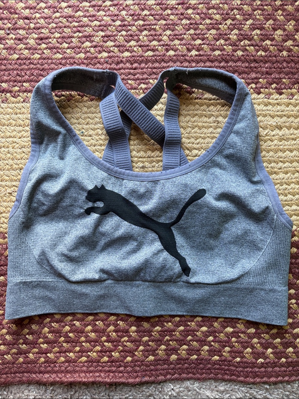 Puma Gray Sports Bra with Black Puma Logo